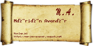 Márián Avenár névjegykártya